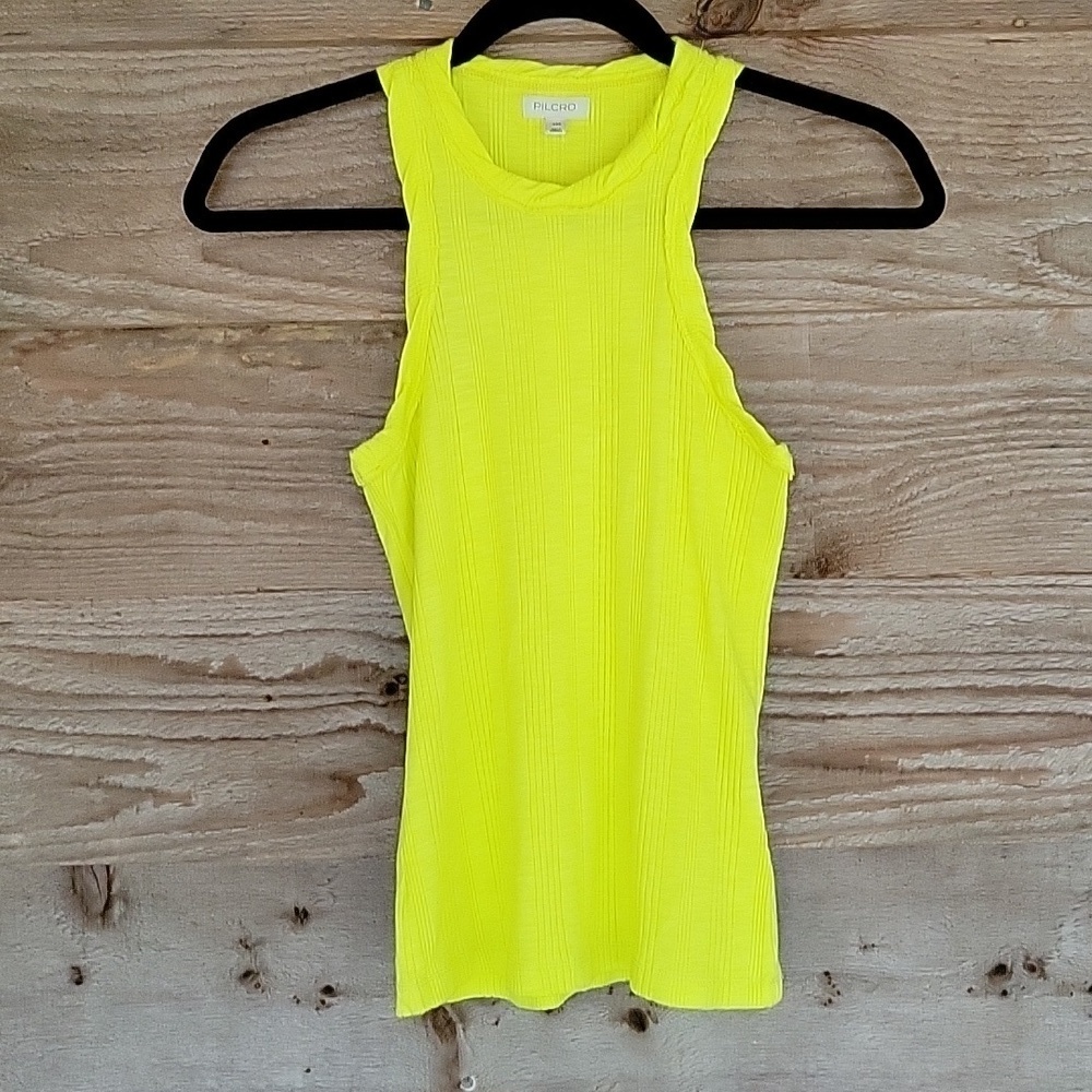 Anthropologie Pilcro NWT Size XXS Highlighter Yellow Ribbed Tank Top